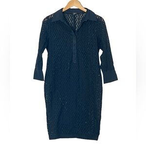 Talbots | Black crochet open knit 3/4 sleeves tunic size 4